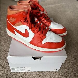 Nike Air Jordan 1 Mid Cosmic Clay and White Mid-Tops